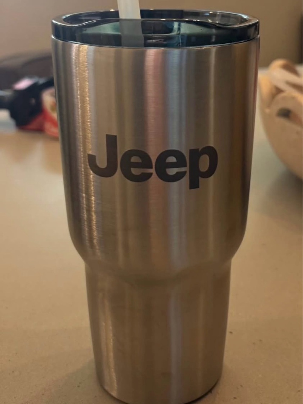 Jeep Stainless Steel Travel Tumbler - Silver with Black Logo